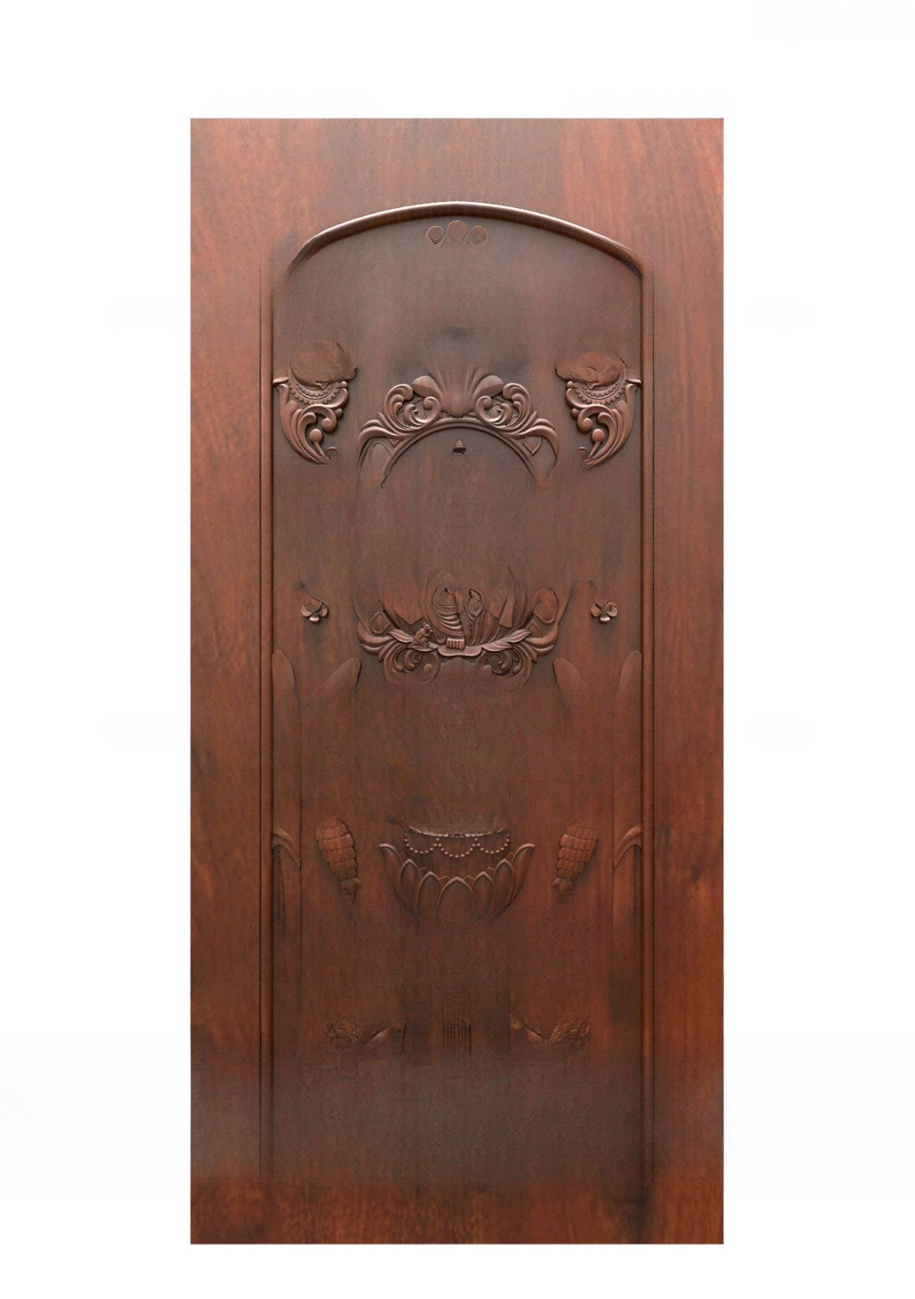 GOLDEN DOORS - PAGE-02 Elegant Floral Relief Carved Single Leaf Door 3D Model